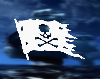 Qypf 15 8cm 9 3cm Jolly Roger Pirate Flag Fashion Vinyl Car Window Sticker Decal Black Silver C15 0451 Car Stickers Aliexpress