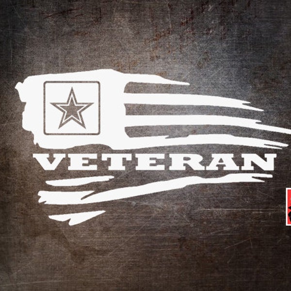 Veteran American Flag Army Vinyl Decal w/ custom text option | Car Decal | Laptop Decal | Yeti Decal | US Flag | USA | Retired Army |