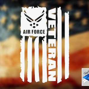 Veteran American Flag Air Force Vinyl Decal with custom text option | Car Decal | Laptop Decal | Yeti Decal | Veteran Decal | US Flag |