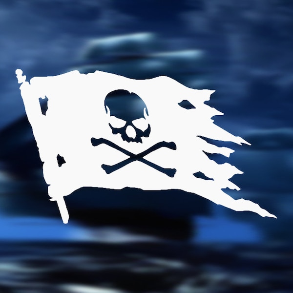 Jolly Roger Pirate Flag Vinyl Decal with Custom Text Option | Car Decal | Laptop Decal | Yeti Decal | Blackbeard | Calico Jack | Sticker