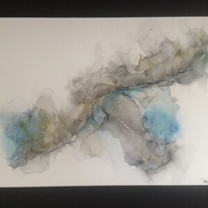 Alcohol Ink Art, Alcohol Ink Painting, Wall Art, Original Art, Abstract Art, Abstract, Home Decor, Blue, Gold