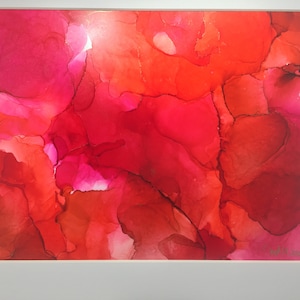 Alcohol Ink Art, Alcohol Ink Painting, Wall Art, Original Art, Abstract Art, Abstract, Home Decor, Red, Pink, Gold