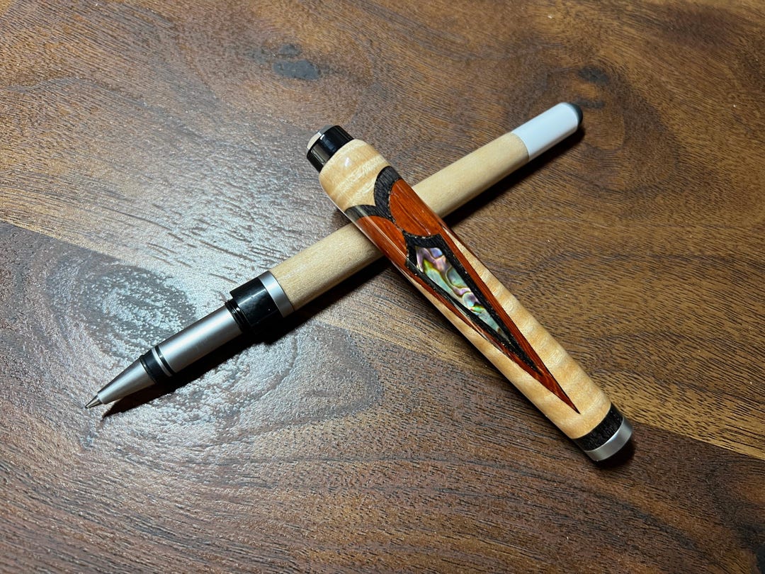 Pool Pen Pool Cue Rollerball Pen Curly Maple Inlaid Mother of Pearl - Etsy