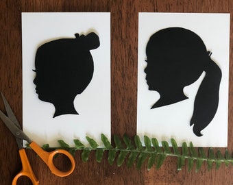 Hand cut silhouette, Custom Silhoutte, Unique Gift, Hand Cut Silhouette Art. Personalized Kids Silhouettes