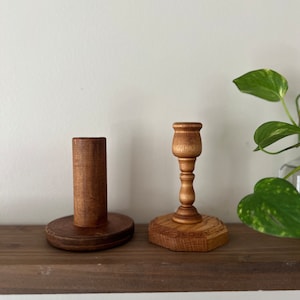 Vintage wood candlestick holder, various wooden candlestick holders, wooden candlestick holder, tapered wooden candlestick holder