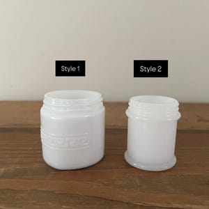 Vintage Woodbury milk glass cold cream jar, Musterole milk glass jar, collectible glass jars and bottles, vintage milk glass containers