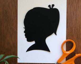 Custom silhouette. Hand cut silhouette art. Silhouette portraits. Unique Mother’s Day Gift
