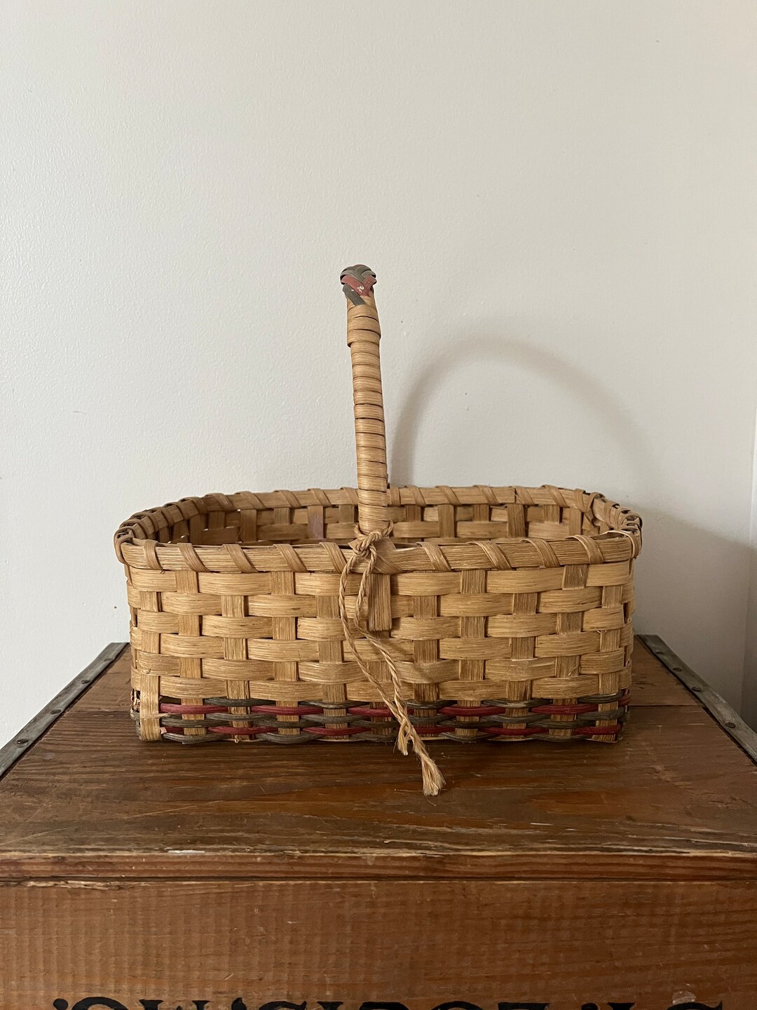 Large Vintage Gathering Basket, Large Vintage Basket With Handle, Foraging Basket, Gathering