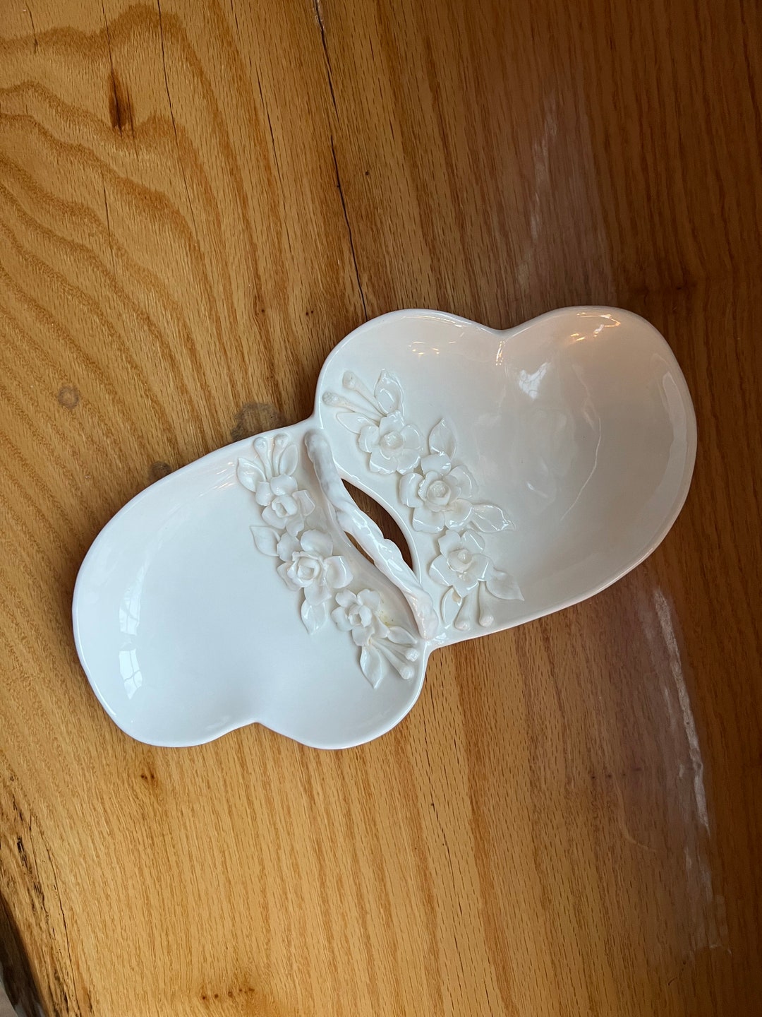 Vintage Heart Candy Dish, Vintage Valentines Candy Dish, Rose and Heart