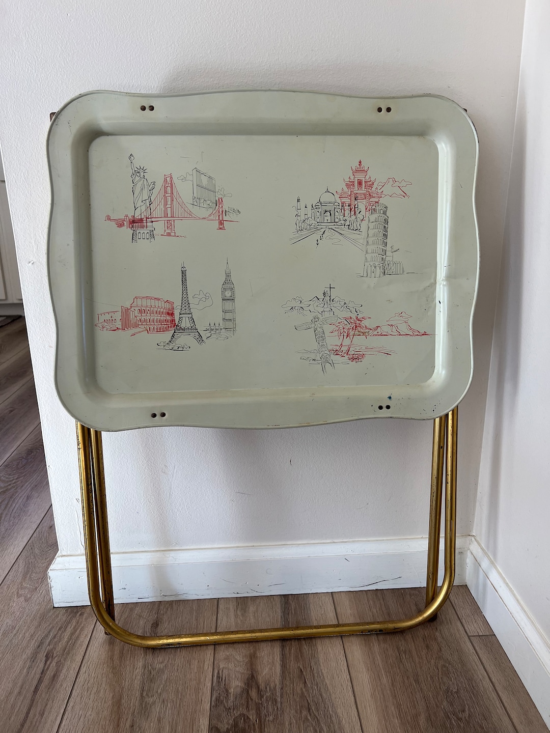 Vintage TV Tray With Stand Vintage Tv Table Scenes From Etsy
