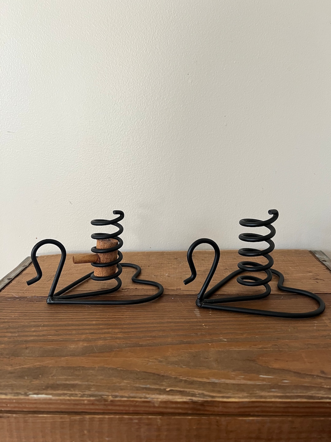 Vintage Wrought Iron Heart Shaped Courting Candle Holder, Wrought Iron