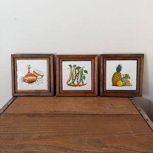 Vintage tile trivet, vegetable porcelain tile