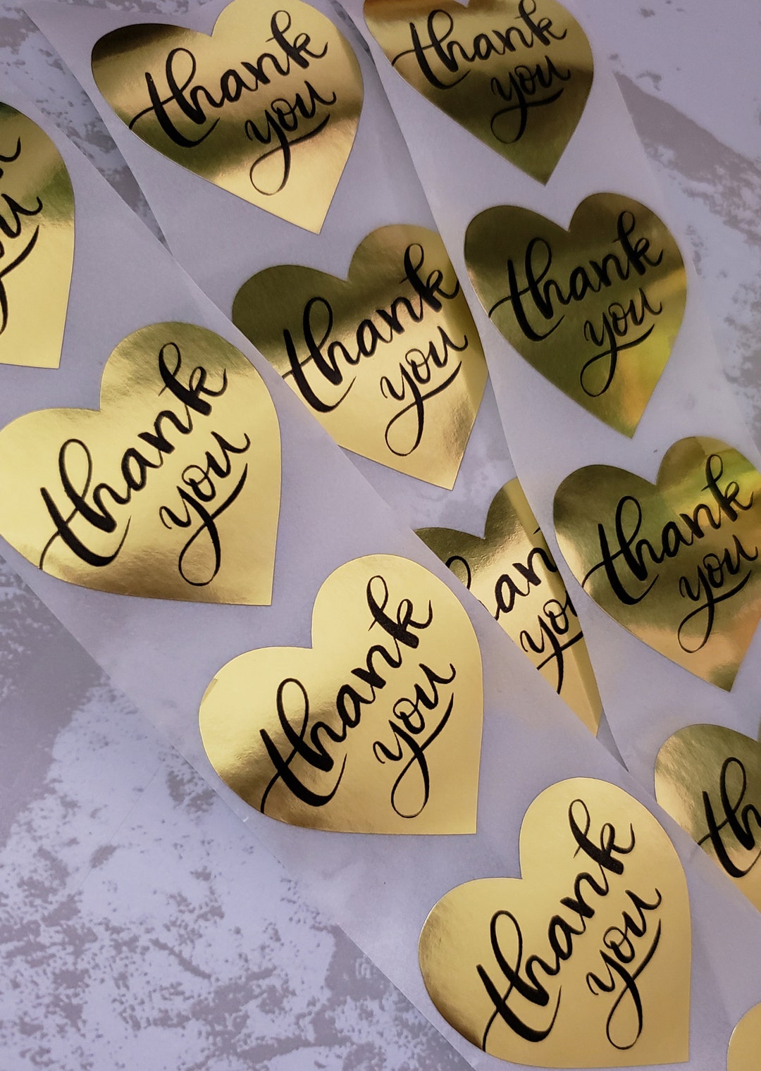 Gold Heart Thank You Stickers Envelope Stickers Heart Shape Kraft Paper