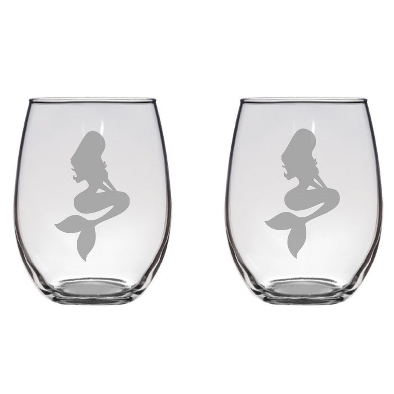 Mermaid 20.5 oz Stemless Wine Glasses Etsy
