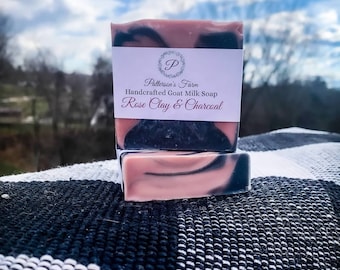 Rose Clay & Charcoal Facial Soap | Goat Milk | Cleanser | Handcrafted | Unscented | Face Care | Natural