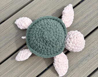 Hand Crocheted Turtle Plushie | Soft Amigurumi Sea Turtle | Handmade Stuffed Animal | Cozy Crochet Turtle Gift | Ocean Nursery Decor