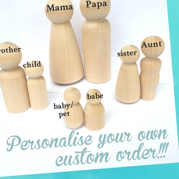 Individual Wooden peg dolls! Create YOUR own CUSTOM ORDER - Buy exactly what you need. Wooden peg dolls, wood peg people