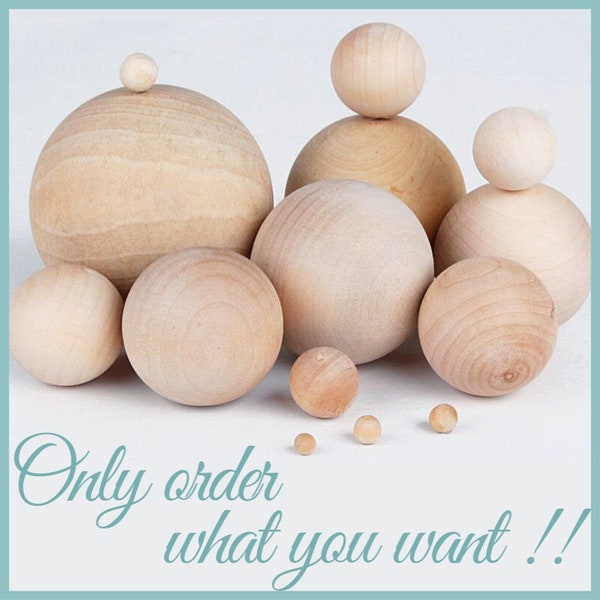 Unfinished wooden balls, Wood round circular spheres for rolling, sorting, math games CUSTOM ORDER for YOU + Buy exactly what you need.