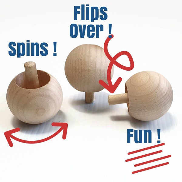 Wood Pop-top that flips! Wooden Game for kids, Novelty stocking filler - Made in the USA Gift from Grandma - like a spinning top