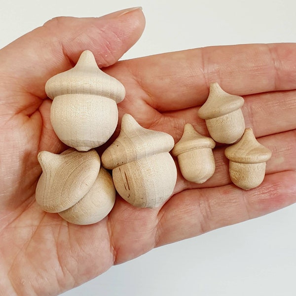 Large and Mini Miniature wooden acorns, Set of wood acorns, Blank & unfinished, craft + display, Fall craft Montessori Waldorf Homeschooling