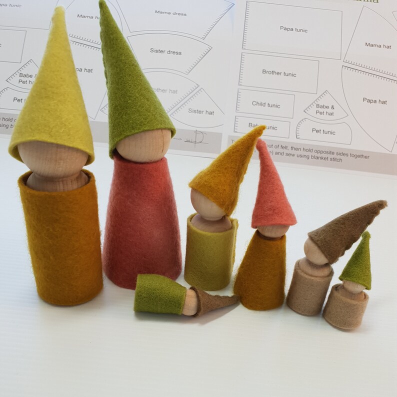 10x Family of 7 Wooden Peg Dolls Bulk Wood Doll Set Total Etsy