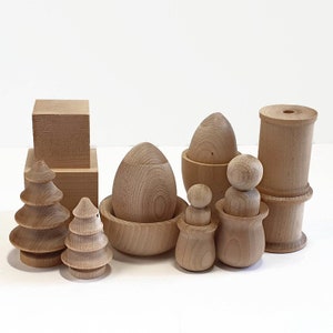 Montessori stacking set of larger wooden pieces, Montessori preschool toys for toddler - FREE SHIPPING!