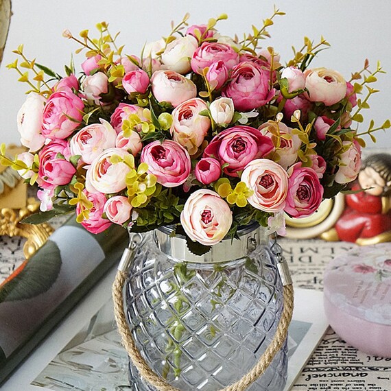 Buy 5 Fork 6 Heads Artificial Flowers Camellia Flowers Silk Home