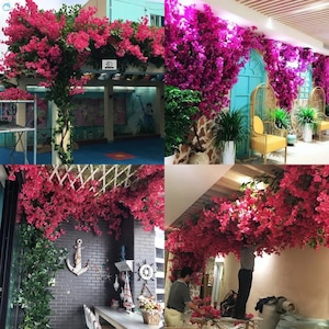 Branche de bougainvillier artificielle à la mode, fausses plantes, fête de vacances, mariage, fleur de noël, disposition murale, maison, décoration d'hôtel en plein air image 2