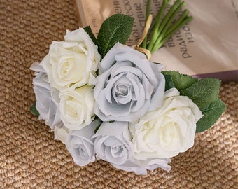 10,6 pouces bouquet de pivoines artificielles \ roses en soie \ fleurs de bouquet de roses \ fleurs artificielles \ roses artificielles \ roses de mariage