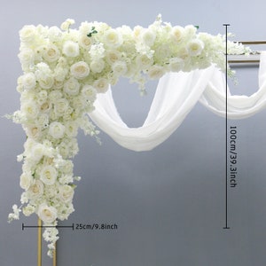 Luxury White Rose Artificial Flower Row Arrangement Wedding Scene Decor Backdrop Wall Hanging Curtain Floral Table Flower Ball