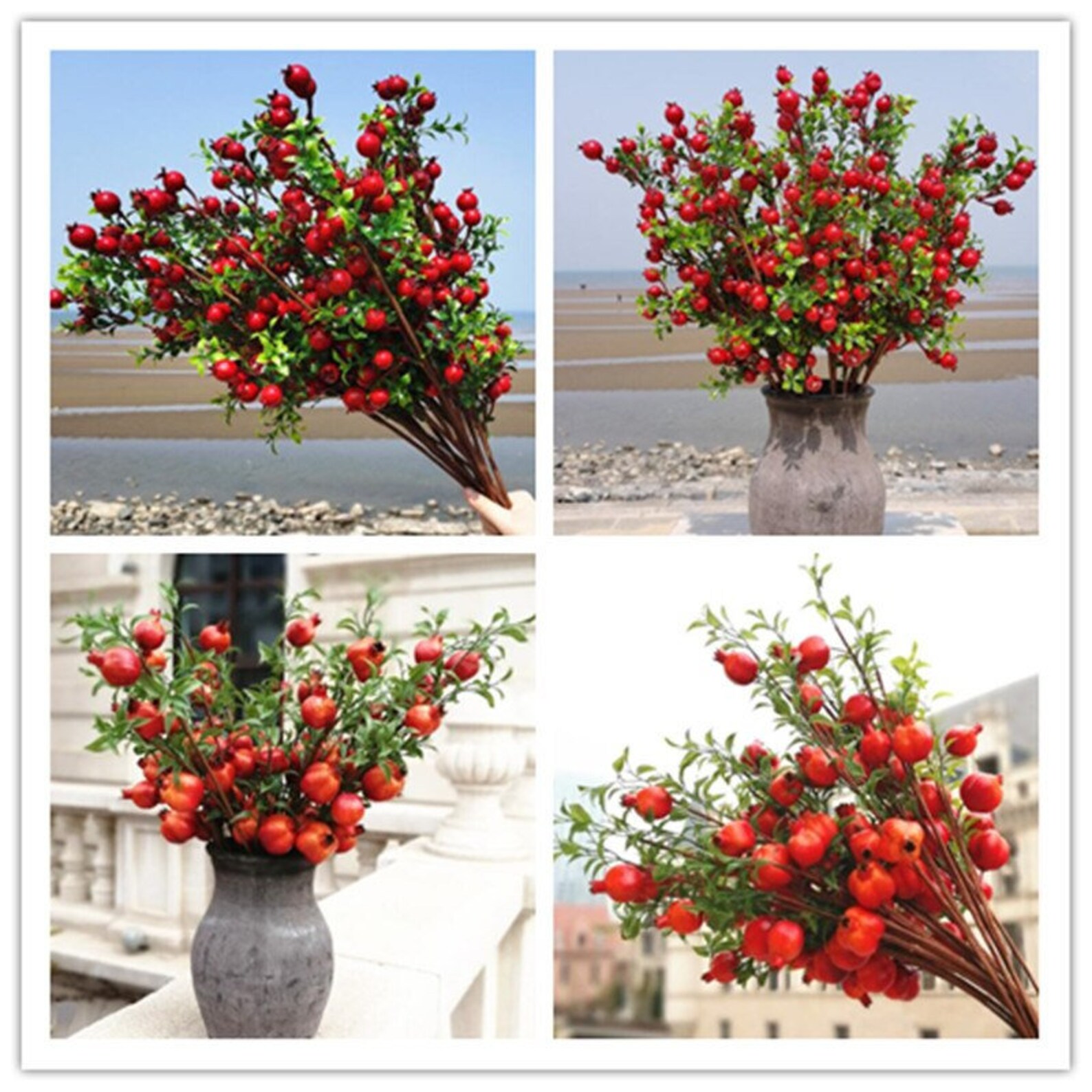 10pcs Fake Foam Pomegranate Tree Stems Artificial Red Etsy UK