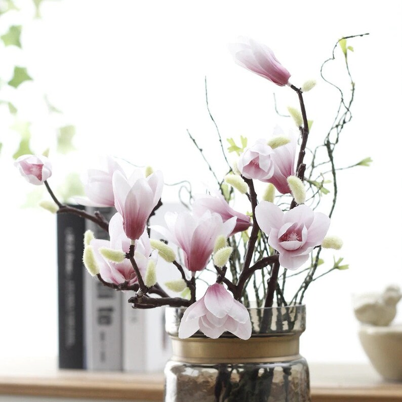 35 OFF 3D Silk Magnolia Branch Artificial Flowers High Etsy