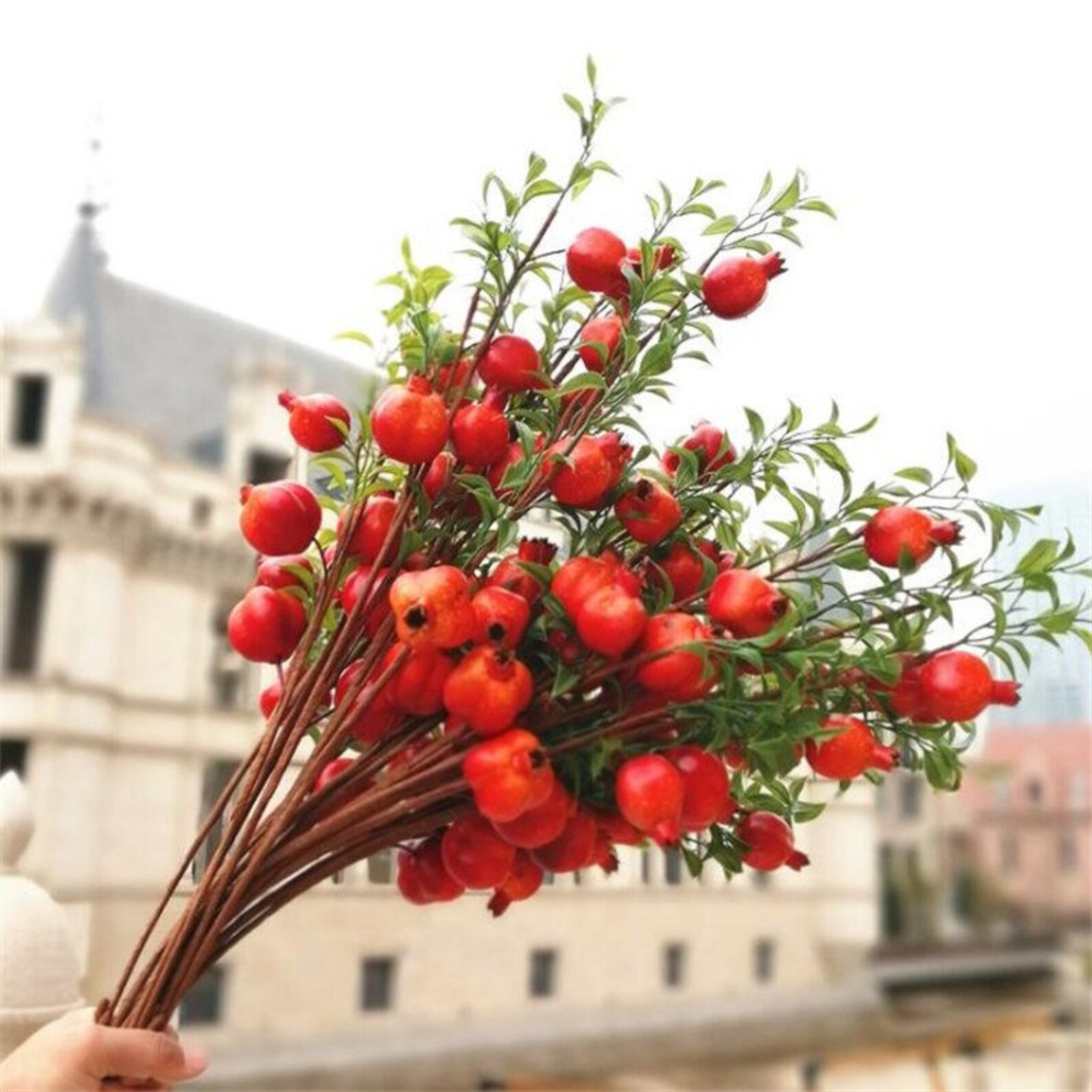 10pcs Fake Foam Pomegranate Tree Stems Artificial Red Etsy UK