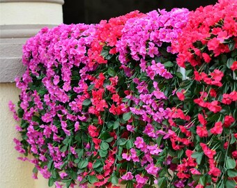 Flores artificiales violetas colgantes, decoración de pared, flores de seda para exteriores, decoración del arco de la boda, corona de fiesta en casa, flores falsas