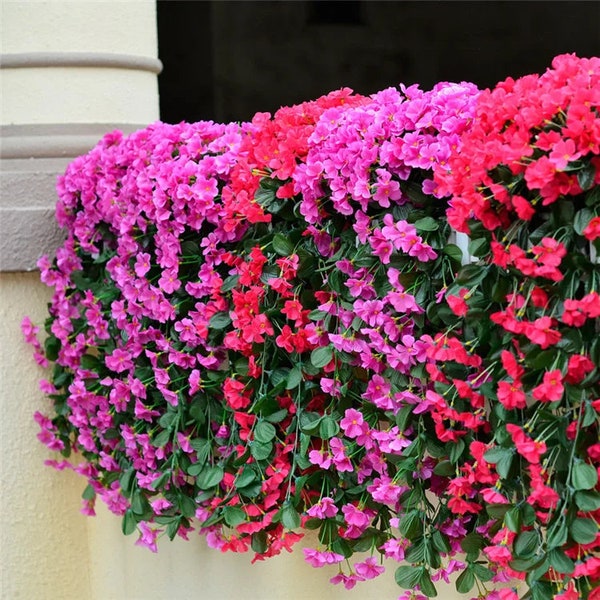 Artificial Violet Hanging Flowers Wall Decor Silk Flower Outdoor Garden Wedding Arch Decoration Home Party Wreath Fake Flowers