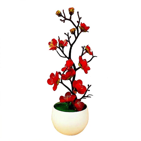 1pc Artificial Flowers Five Leaf Plum Small Potted Plants Can Be