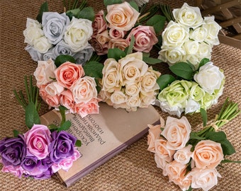 10,6 pouces bouquet de pivoines artificielles \ roses en soie \ fleurs de bouquet de roses \ fleurs artificielles \ roses artificielles \ roses de mariage