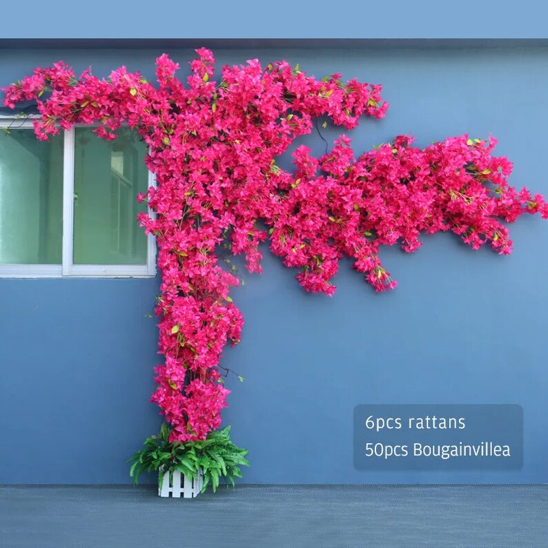 Branche de bougainvillier artificielle à la mode, fausses plantes, fête de vacances, mariage, fleur de noël, disposition murale, maison, décoration d'hôtel en plein air Red D