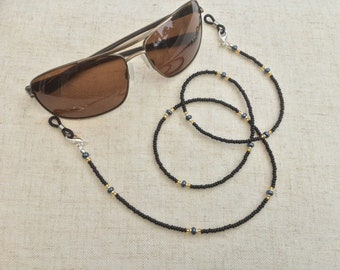 Glasses chain, sunglasses chain, reading glasses chain, black, gift idea