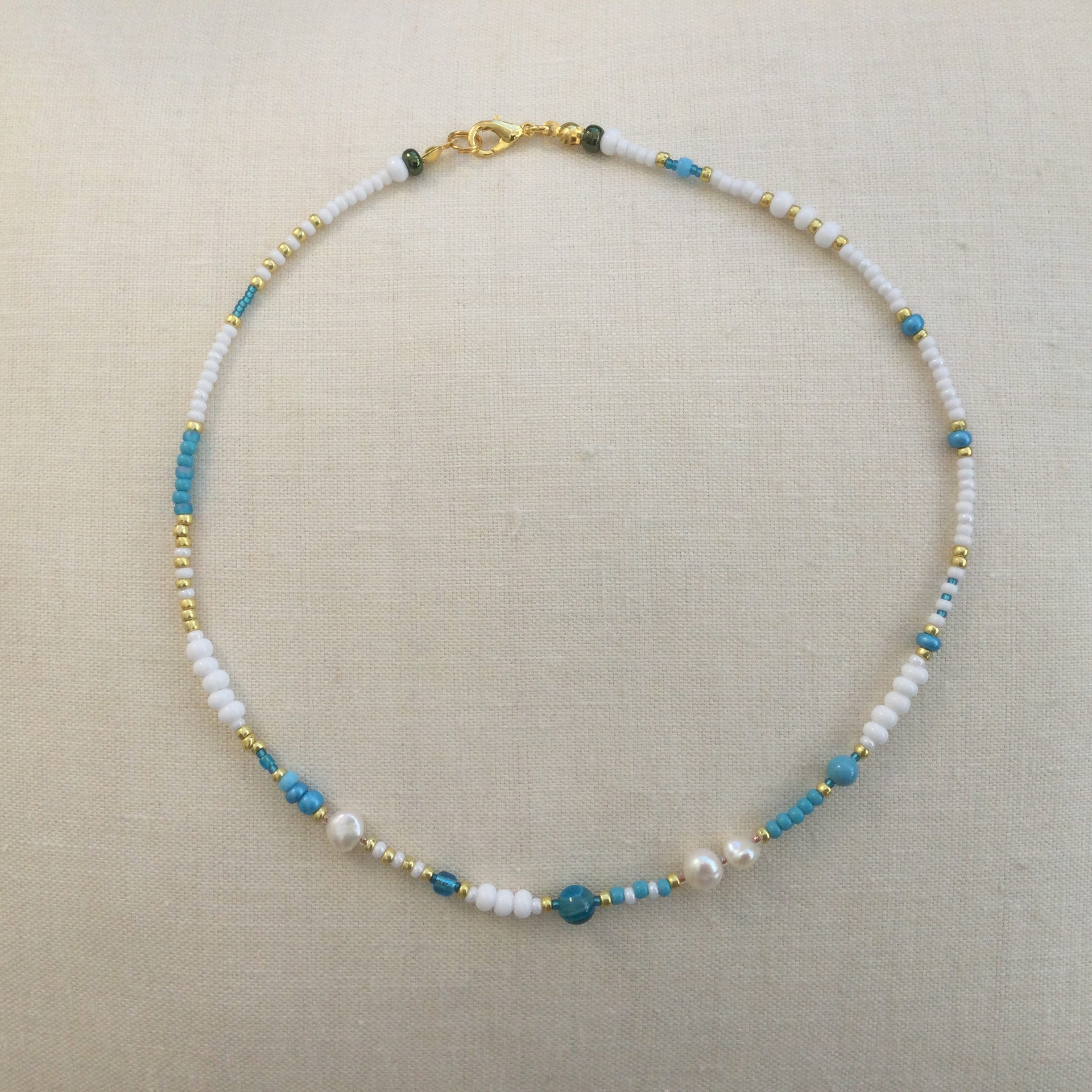 Pretty necklace freshwater Pearl seed beads in white | Etsy