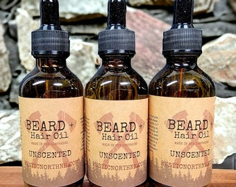 UNSCENTED Beard Oil, Hair Oil, Mens Beard Grooming, Gifts for Him, Gift Ideas, Natural, Handmade, Fast Shipping!