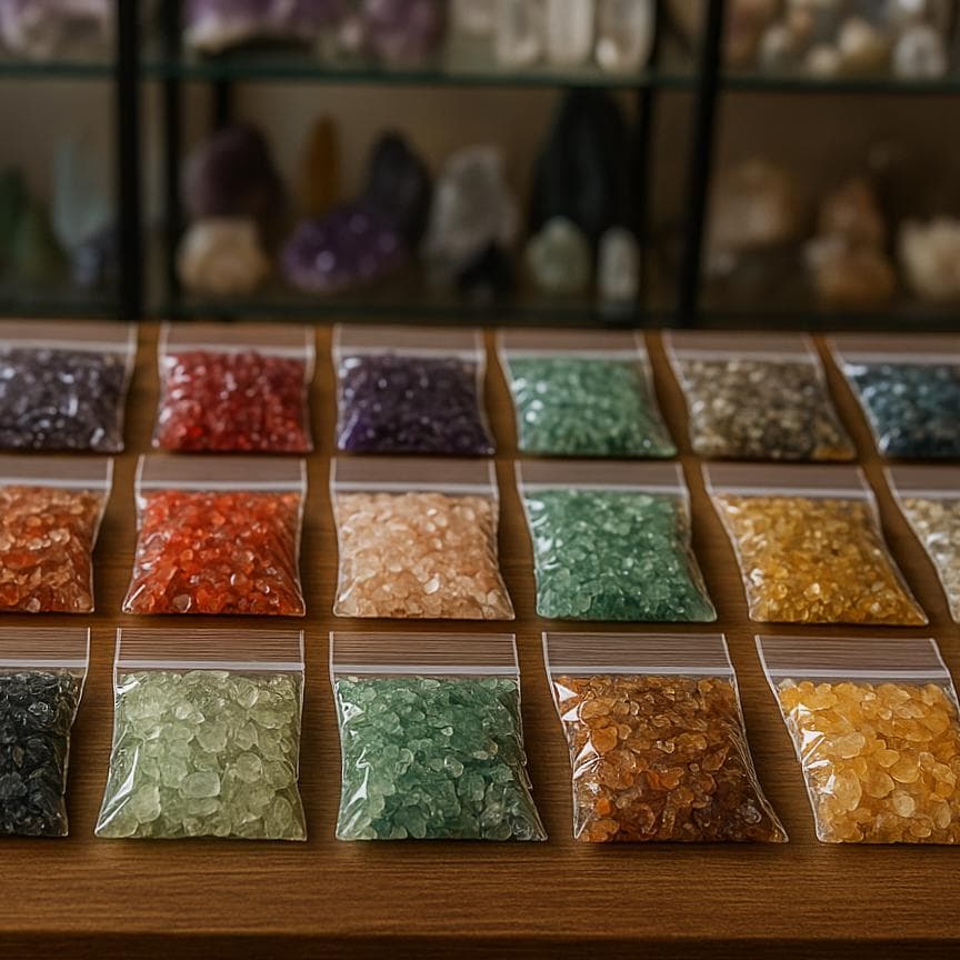 1oz Genuine Natural Crystal Chip Bags, Over 35 To Choose From!, FREE SHIPPING! Never Dyed, Measurements In The Description!, American Seller