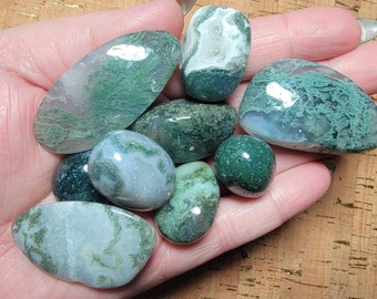 Moss Agate Tumbles, Crystal Tumbled Stones, Tumbles, American Seller, Fast Shipping!