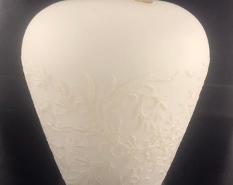 Vianne France Vintage White Satin Glass Shade, Mid Century Modern, Art Deco, Hand Made Glass Lamp Shade, French Glass, Made in France