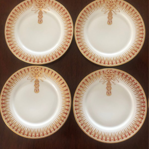 4 Vintage Richard Ginori 6" Bread Dessert Plates Italy, Egyptomania, Art Deco, Modern, Espresso Cup, Bone China Modern