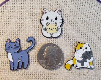 Cute and Funny Kitty Enameled Needle Minders