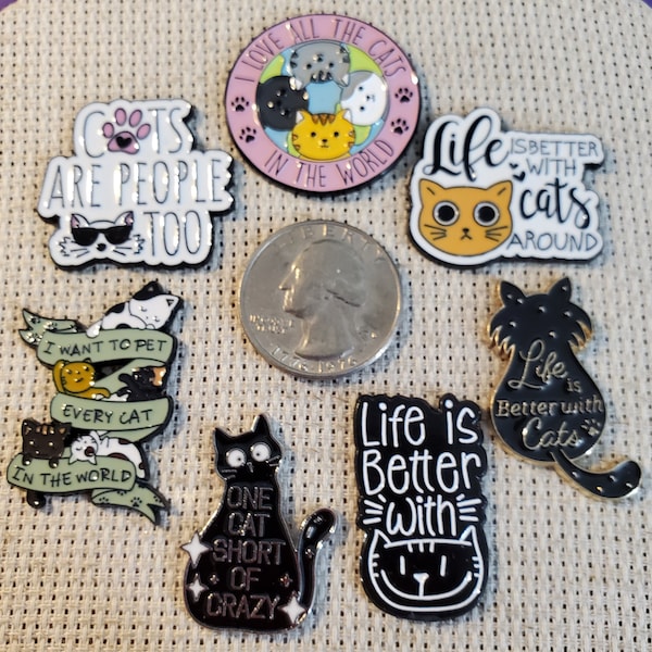 Cute and Funny Kitty Enameled Needle Minders
