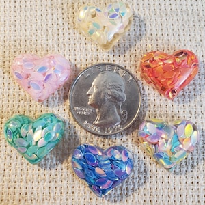Confetti Heart Shoe Charms - Resin