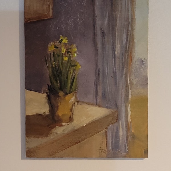 Original Still Life Oil Painting - 7x5 Oil on Panel - Daffodil V1