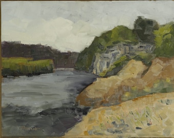 Original Landscape Oil Painting - 11x14 Oil on Panel - Cliff Rock Dunes